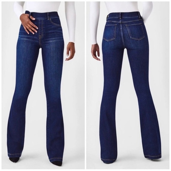SPANX Blue Flare Jean Comfort Shaping Stretch Pull-on Midnight Shade Blue - Picture 1 of 15